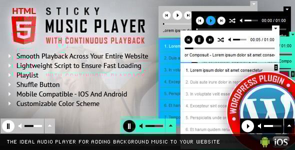 粘性 HTML5 音乐播放器 WordPress 插件