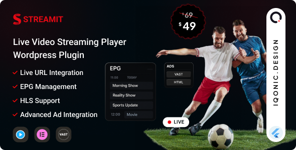 Streamit – 实时视频流播放器 WordPress 插件