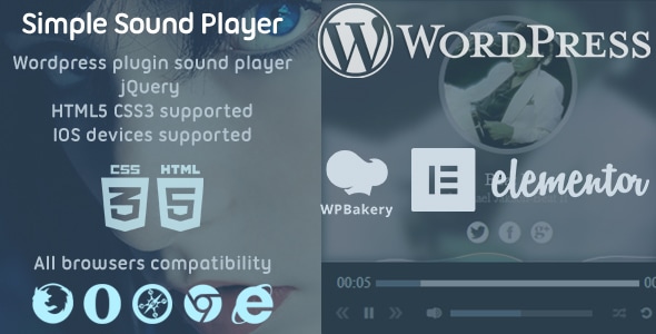 适用于 WpBakery 和 Elementor 的 WordPress ssPlayer 声音播放器插件