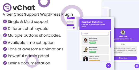 vChat – Viber 聊天支持WordPress插件