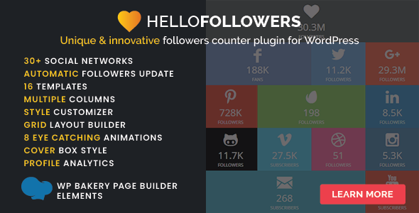 Hello Followers – WordPress 的社交计数器插件