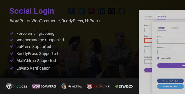 WordPress WooCommerce BuddyPress bbPress 的社交登录