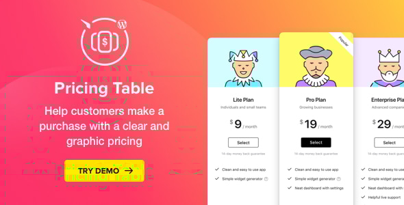 定价表 — WordPress 定价表插件