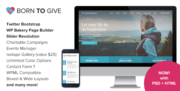 Born To Give – 慈善众筹响应式 WordPress 主题