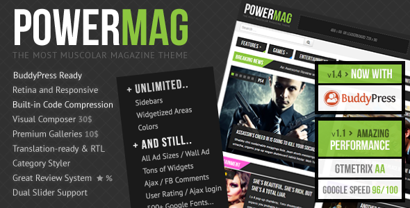 PowerMag:大胆的杂志和评论 WordPress 主题